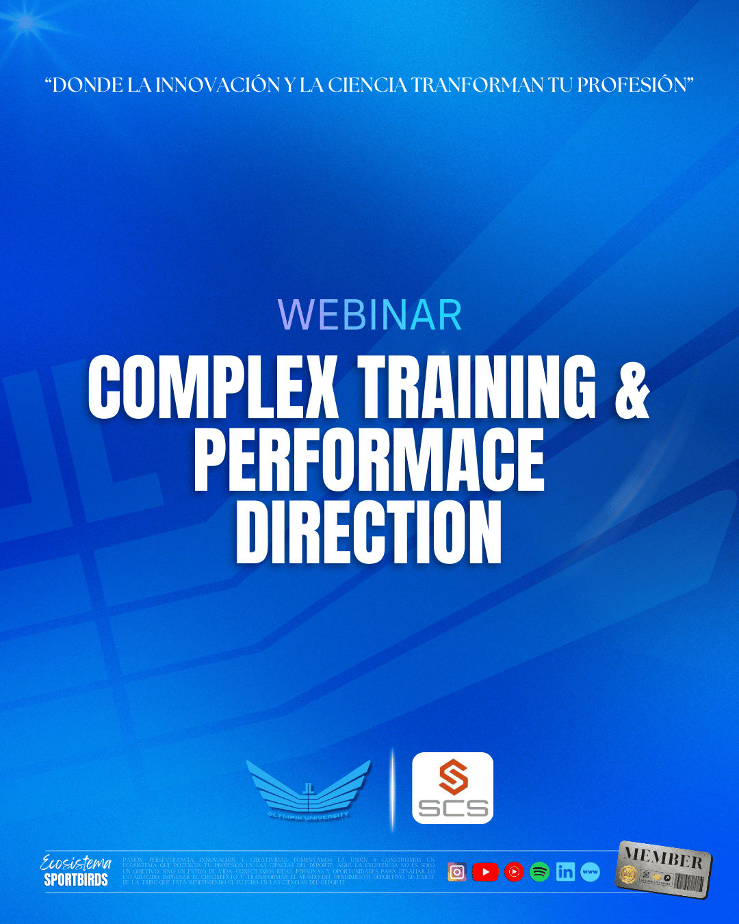 Webinar Complex Training & Performance Director junto a la SCS